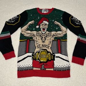 Ugly Christmas Party Unisex Adult MMA Santa Crewneck Sweater